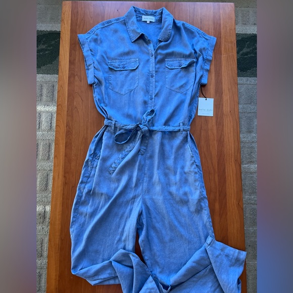 Bella Dahl Patch Pocket Jumpsuit in Mykonos Blue - Picture 3 of 9